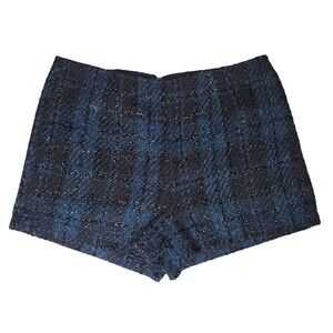 Bethany Mota Blue Plaid‎ Sparkle Tweed Shorts